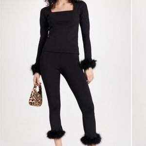 Sleeper Weekend Chic Feather Louge Coord Set Black XS Old Money Old Hollywood